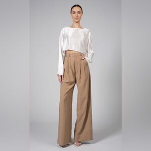 NONchalant Label Fabi Wide Leg Pants | Camel High Waisted Tailored Trousers